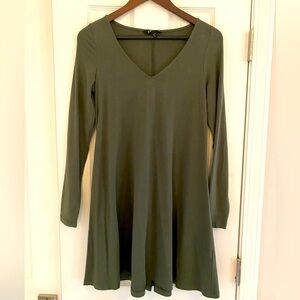 Express Olive green long sleeve knit dress, size Small, worn once.